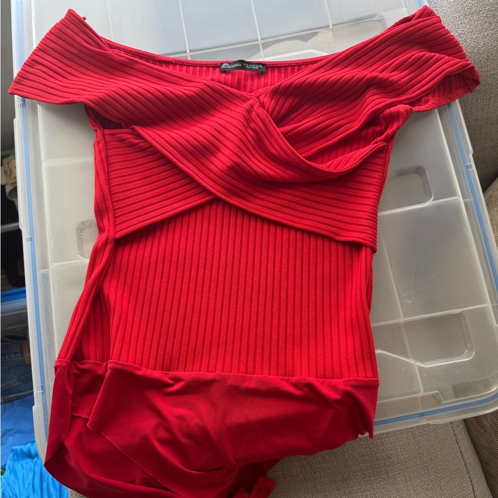Red Zara bodysuit